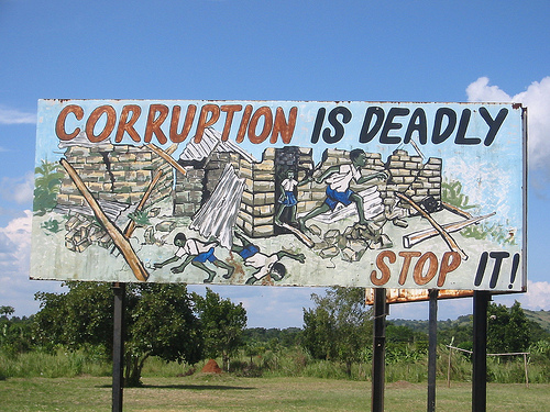 "Corruption Kills" sign in Uganda